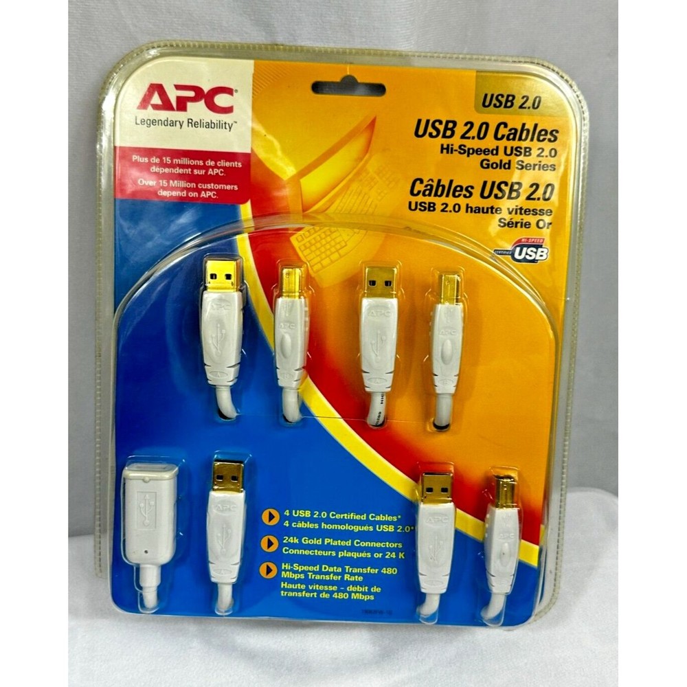 APC Hi-Speed USB 2.0 Cables - Gold Series Pack of 4 - Sealed in Package